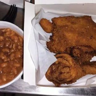 To be stark chicken dinner with beans.