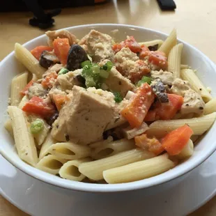 Chicken a la king special on a bed of penne ($7.95)