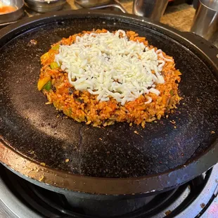 Kimchi fried rice with cheese