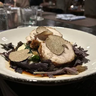 Chicken roulade with shaved truffle