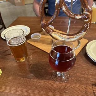 The large pretzel. It's ok, but the spicy mustard is great!