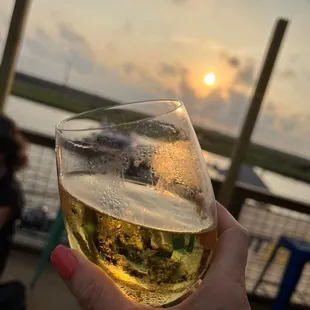 a person holding a glass of wine