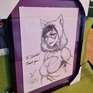 My framed Catwoman sketch.