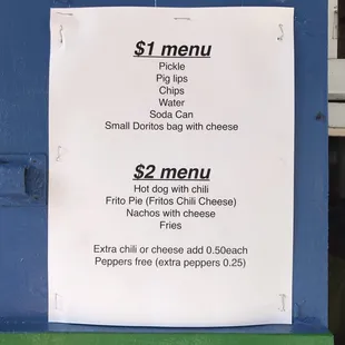 Items and prices. June 2018