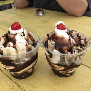 two ice cream sundaes