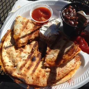 Peach habanero quesadilla is excellent