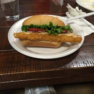 My GINORMOUS cod sandwich! So pumped!