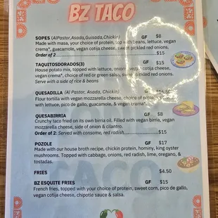 menu