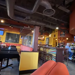 Inside is open and airy with many TVs to watch sports!