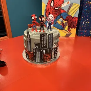 a spider - man birthday cake