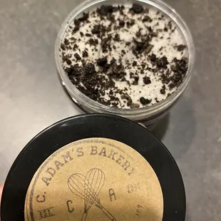 a cup of cookies and cream