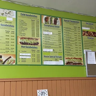 MENU as of AUGUST 2023 (no pricing for drinks &amp; the chips pricing are handwritten on rack) $1.25 for regular chips $1.50 for kettle chips