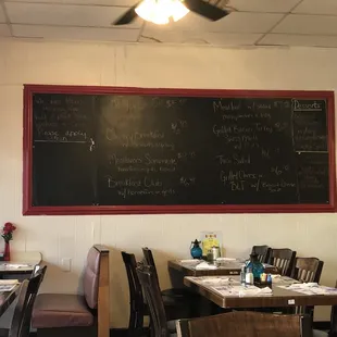 a blackboard in a restaurant
