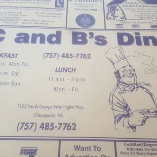a menu for a restaurant