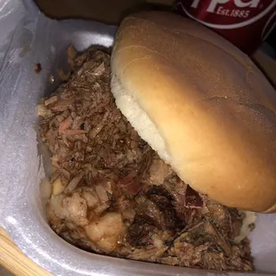 Chopped brisket sandwich