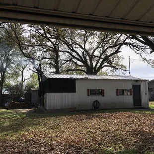  a small shed in the yard