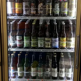 a refrigerator full of drinks