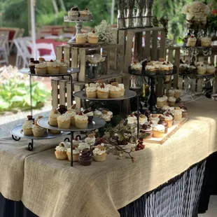 a display of cupcakes