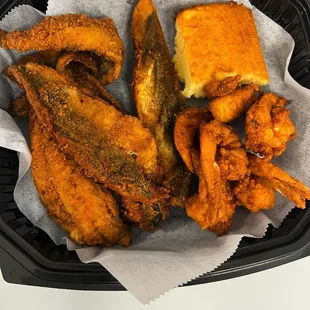 a basket of fried food