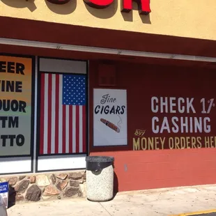 the front of a liquor store