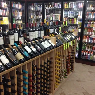 a display of wine bottles