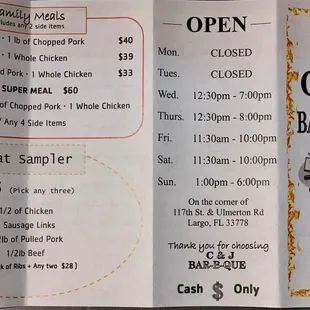 menu