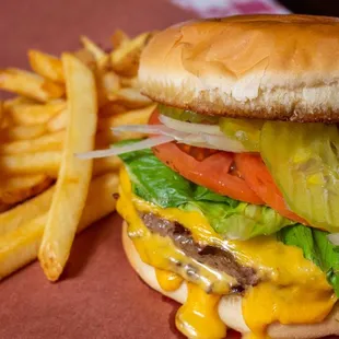 Double cheeseburger and fries.