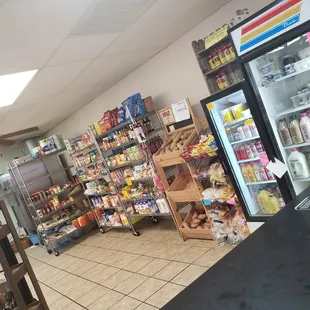 Quick-grab grocery, milk, bread, cheese, and produce!