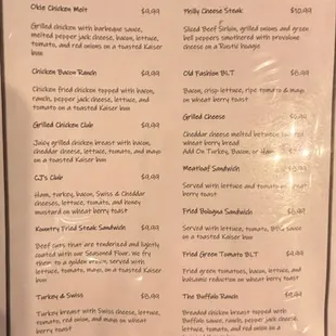 menu