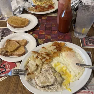 Country Fried Steak and Western Omelet. Food is excellent at a reasonable price.