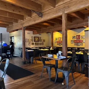 tables and chairs in a restaurant