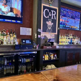 the bar and televisions