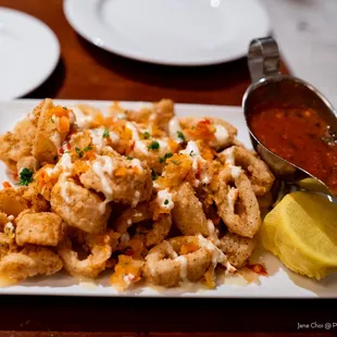 a plate of deep fried squid