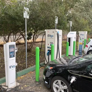 Has electric car charging station!