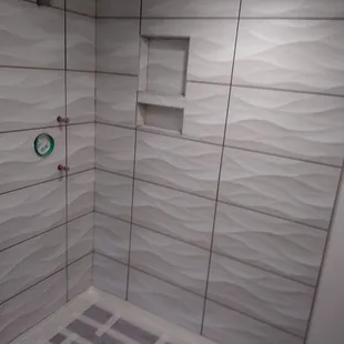 Tile in shower with custom niche
