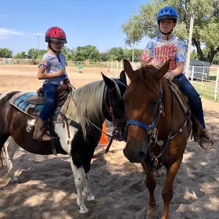 Kid's at riding lesson