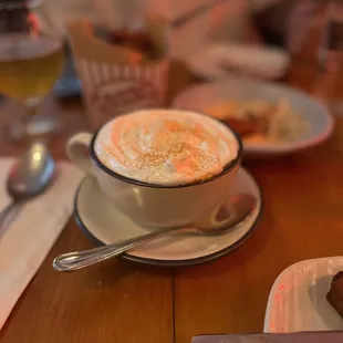 Soup served like a cappuccino- so cute!