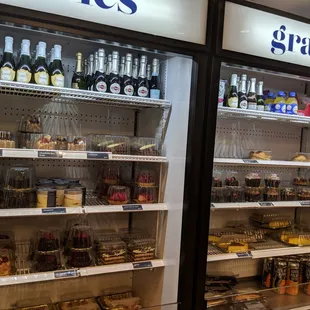 a display case with a variety of products