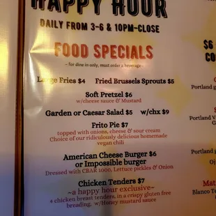 The rare late happy hour, especially daily.