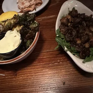 Fried Brussels and mushrooms