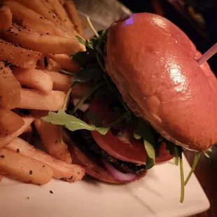 Burger and fries.