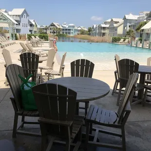 Shaded patio, poolside