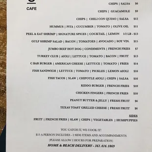 Food menu