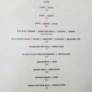 Food menu