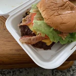 Englewood Double Burger with added lettuce and tomato