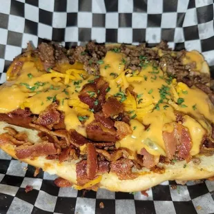 a bacon and cheese sandwich