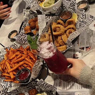 Appetizers : calamari, corn puppies, sweet potatoes