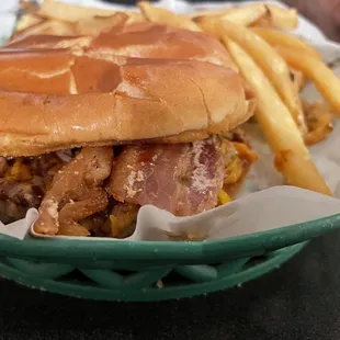 Hickory burger with french fries