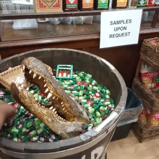 Mini Tabasco sauce bottles with the gator!