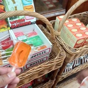 My kid wanted one of the Hot Licks Lolly with a bug in it.